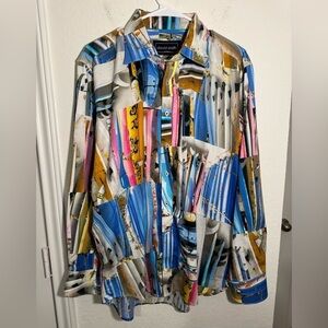 David Smith Australia Surf Button Down Mens XL Beach Bold Statement Vacation